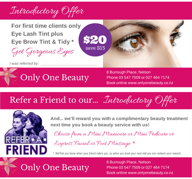 Refer a Friend offer at Only One Beauty Nelson